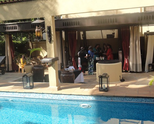 Ladies mingling over makeup