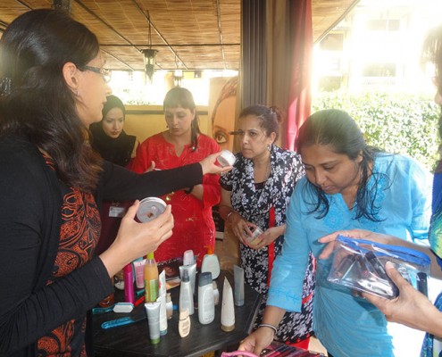 The guests testing the products
